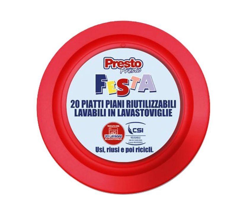 PRESTO PIATTI PIANI 20PZ ROSSO