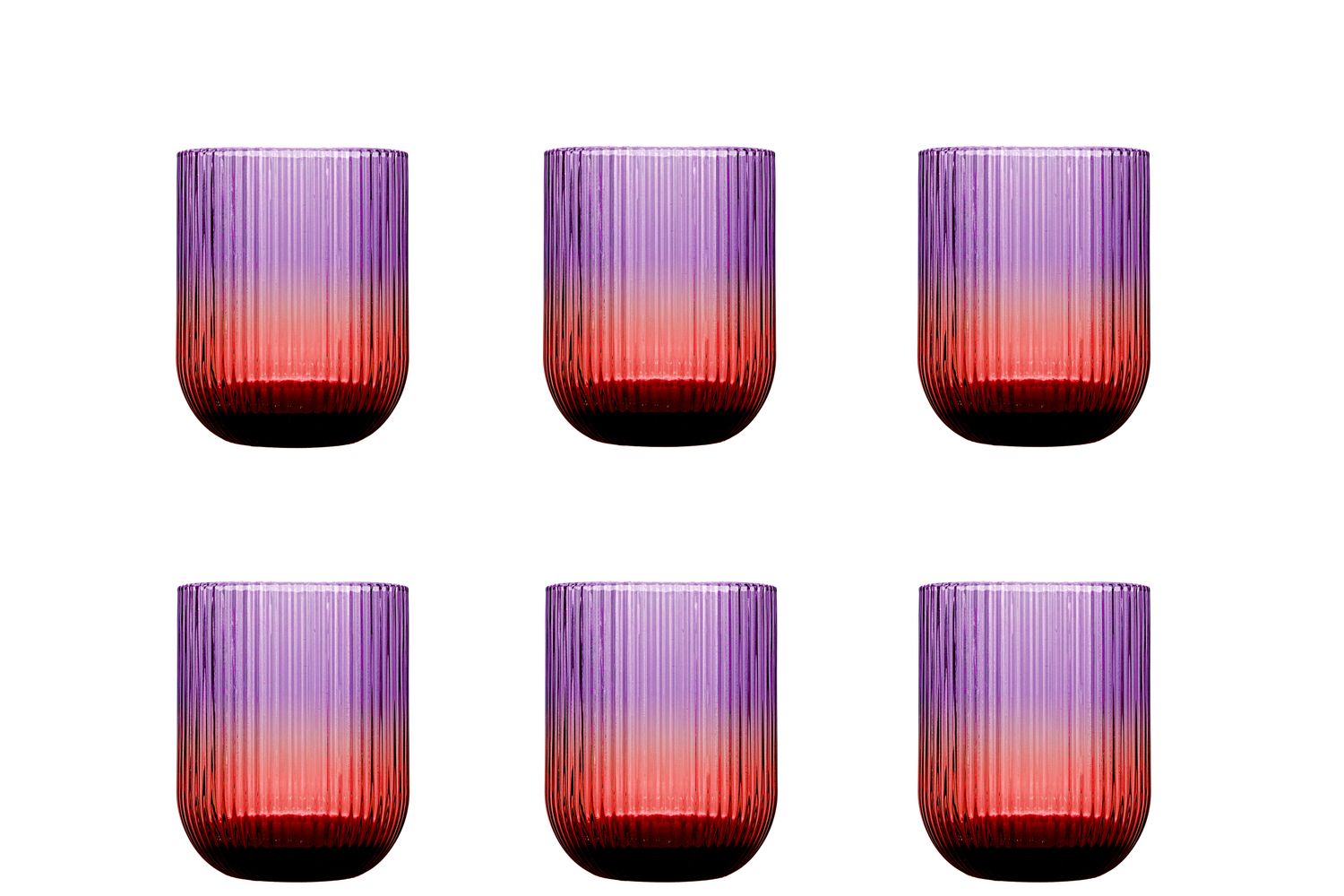 CONF.6 BICCHIERI VETRO VIOLA/ROSSO-