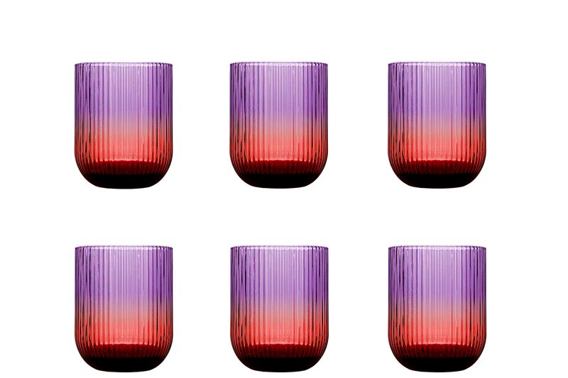 CONF.6 BICCHIERI VETRO VIOLA/ROSSO-