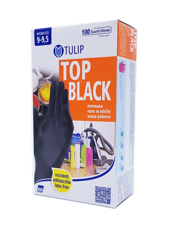 GUANTI TULIP IN NITRILE NERO 100PZ XL