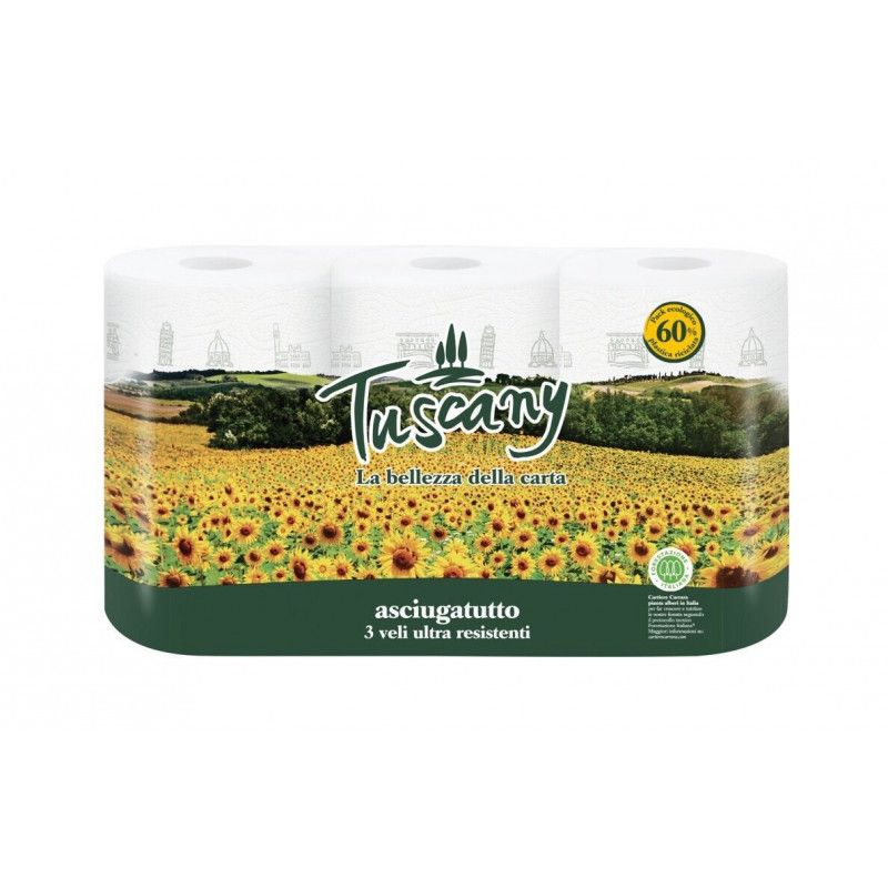 TUSCANY ASCIUGATUTTO 3 ROTOLI 3 VELI