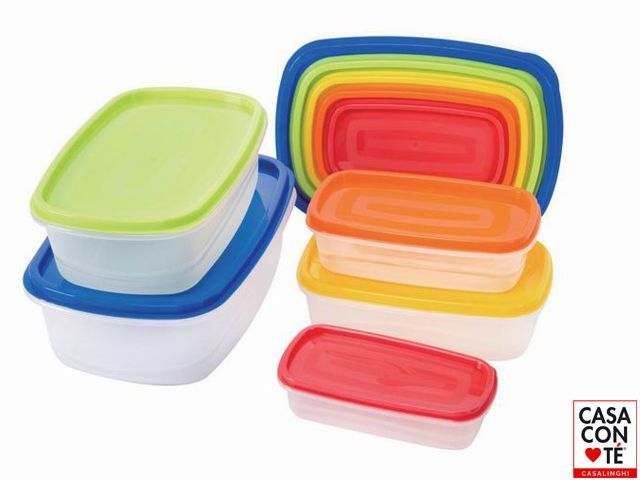 SET 5 CONTENITORI PLASTICA MULTIC. RETT.