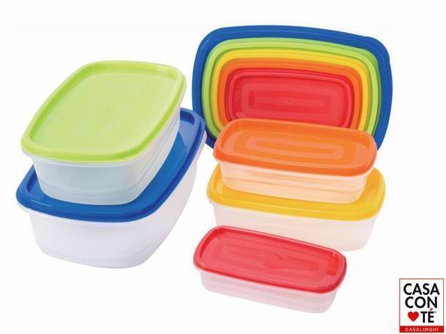 SET 5 CONTENITORI PLASTICA MULTIC. RETT.