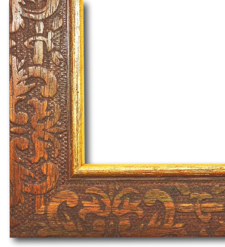 Bilderrahmen mit Museumsglas Hallstadt braun gold verziert DIN A0 cm