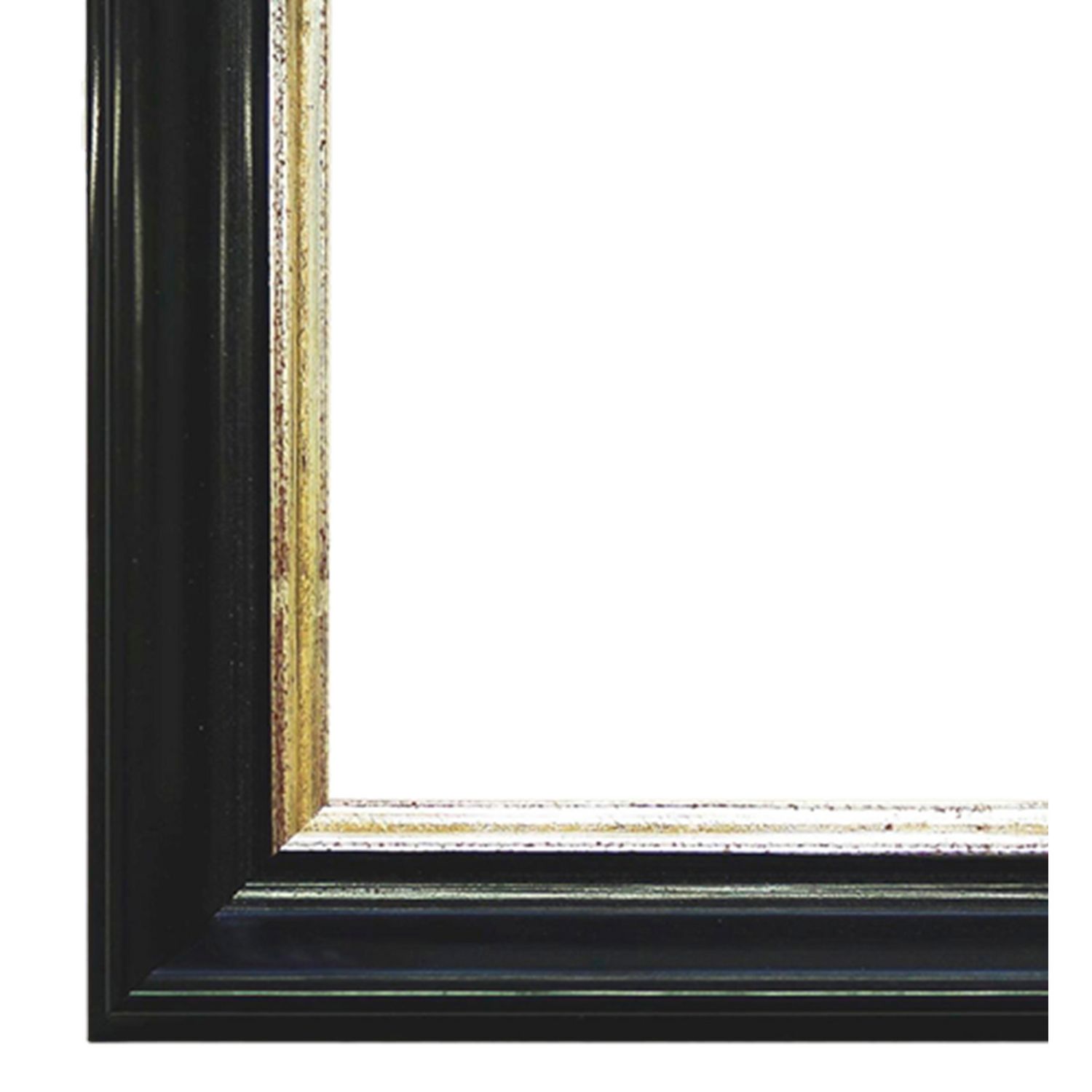 Bilderrahmen Altötting antik vintage in Schwarz, Echt-Weißgold 13x18 cm mit Normalglas