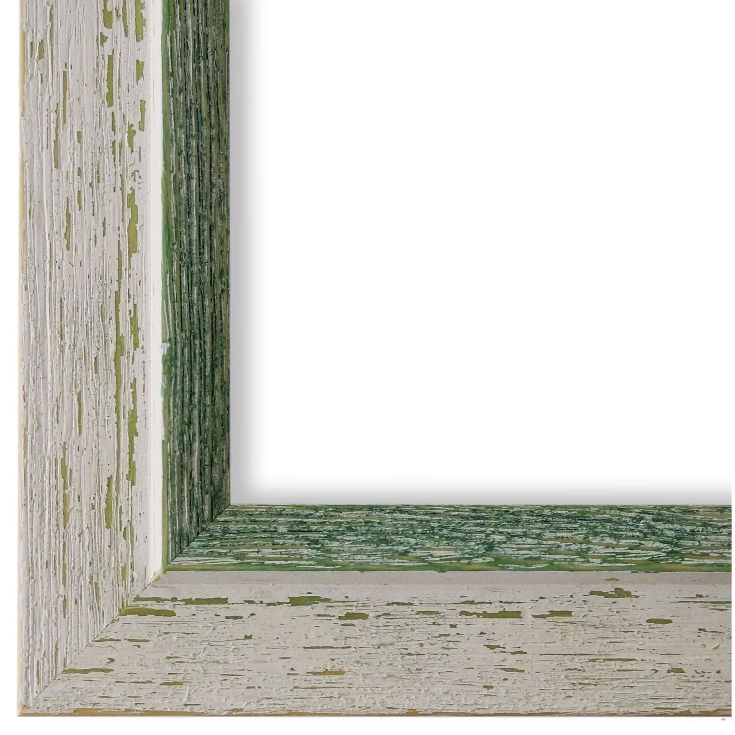 Bilderrahmen Catanzaro vintage shabby landhaus in Weiß Grün 15x20 cm ohne Glas