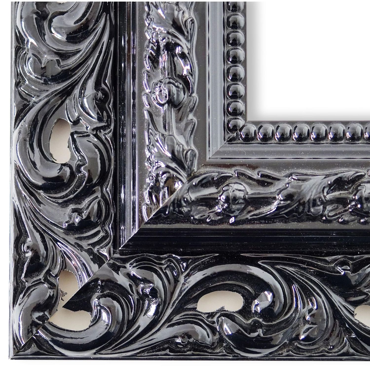 Bilderrahmen Salerno antik barock verziert in Schwarz Lack 40x110 cm ohne Glas