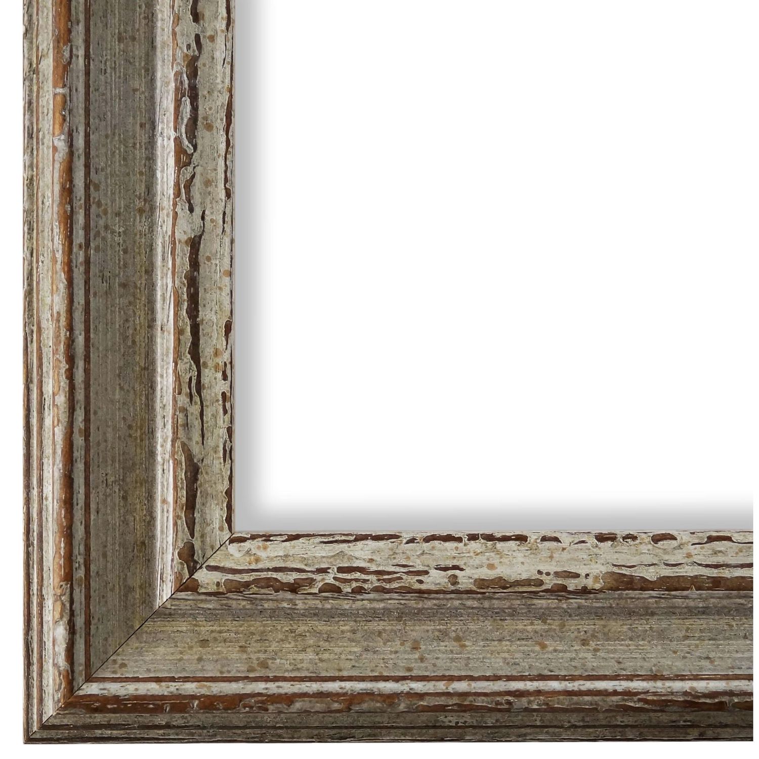 Bilderrahmen Forli antik vintage shabby in Grau Braun 60x60 cm mit Museumsglas