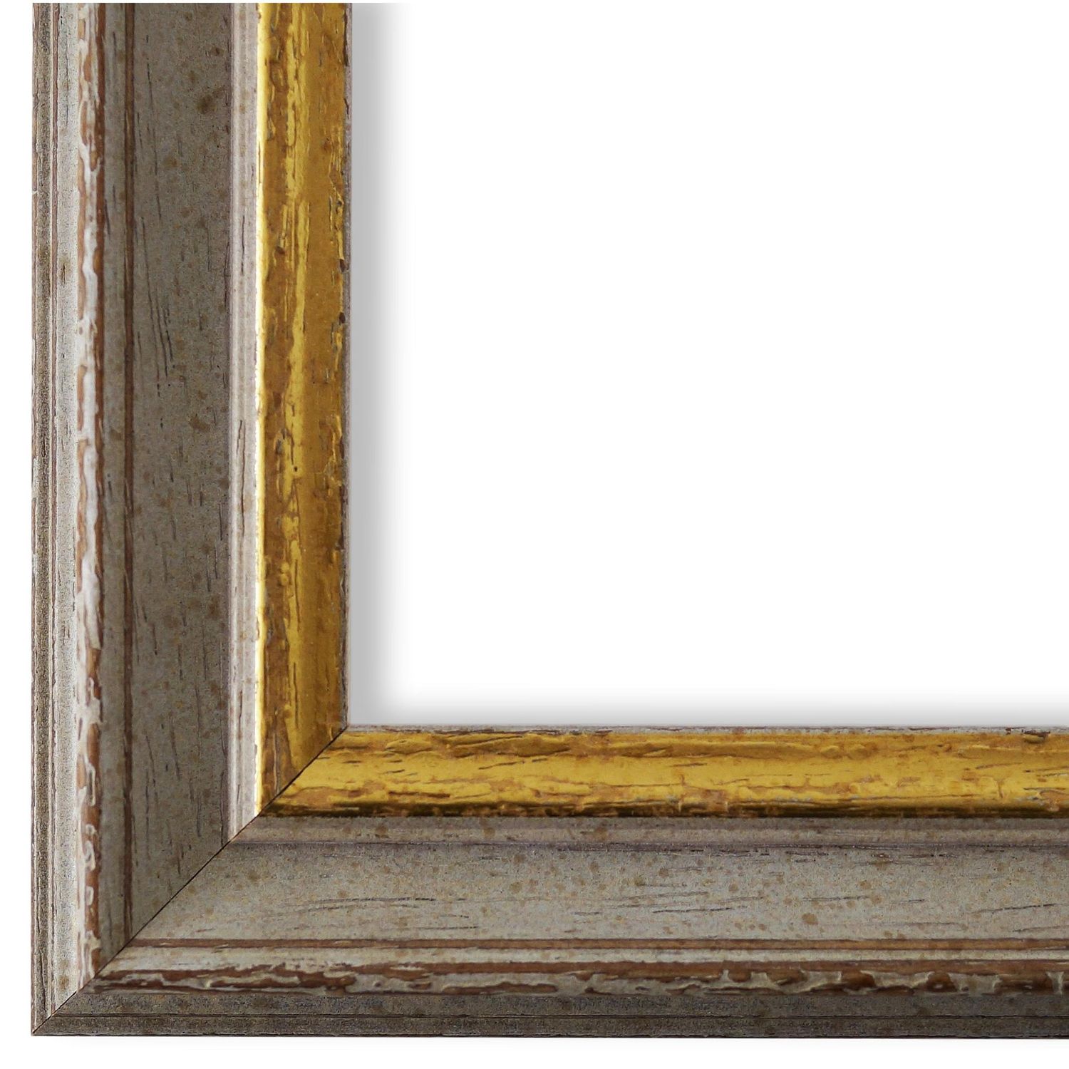 Bilderrahmen Forli antik vintage shabby in Grau Braun Gold 40x40 cm mit Normalglas
