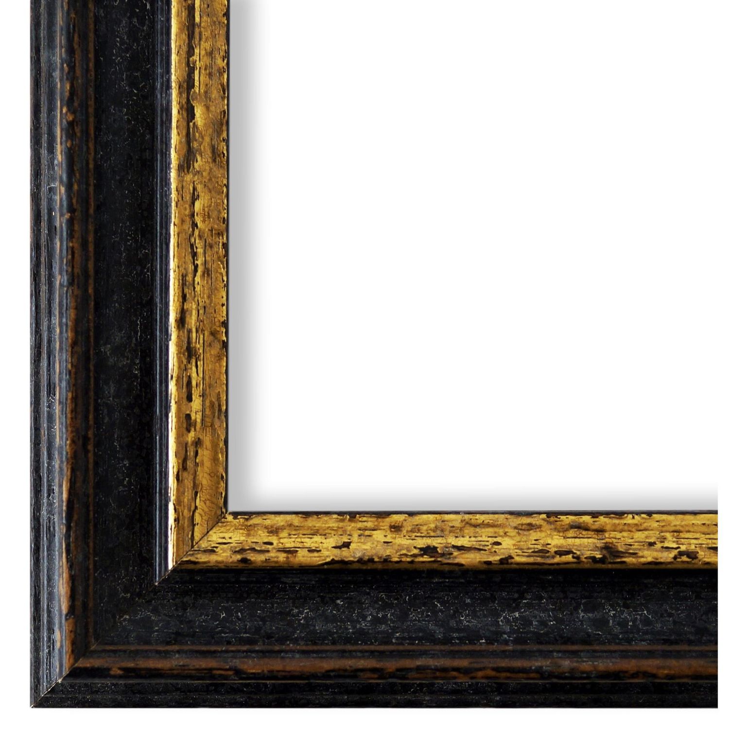 Bilderrahmen Forli antik vintage shabby in Schwarz Gold 20x25 cm mit Normalglas