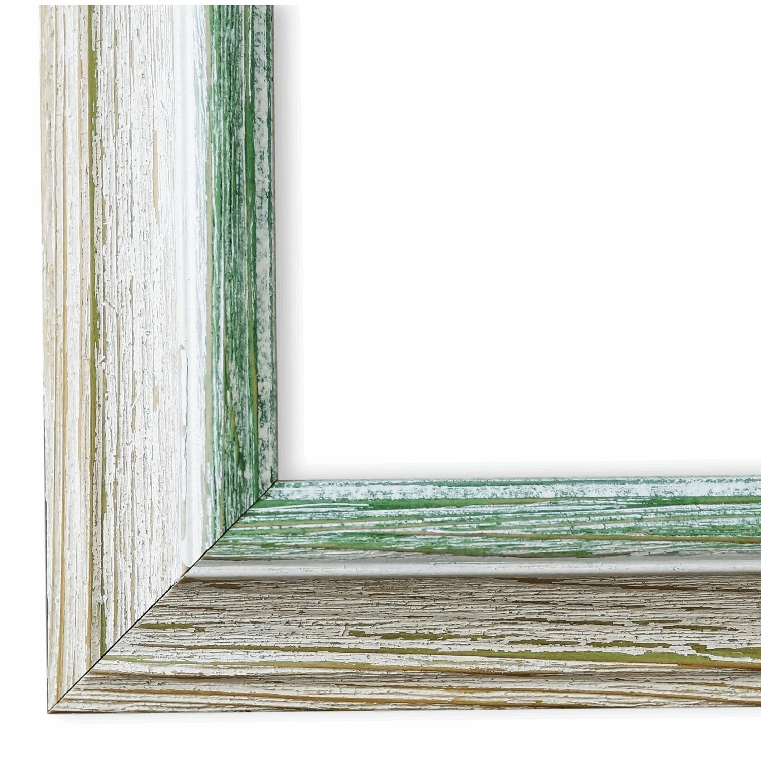 Bilderrahmen Bari vintage antik shabby in Weiß Grün 10x10 cm mit Normalglas