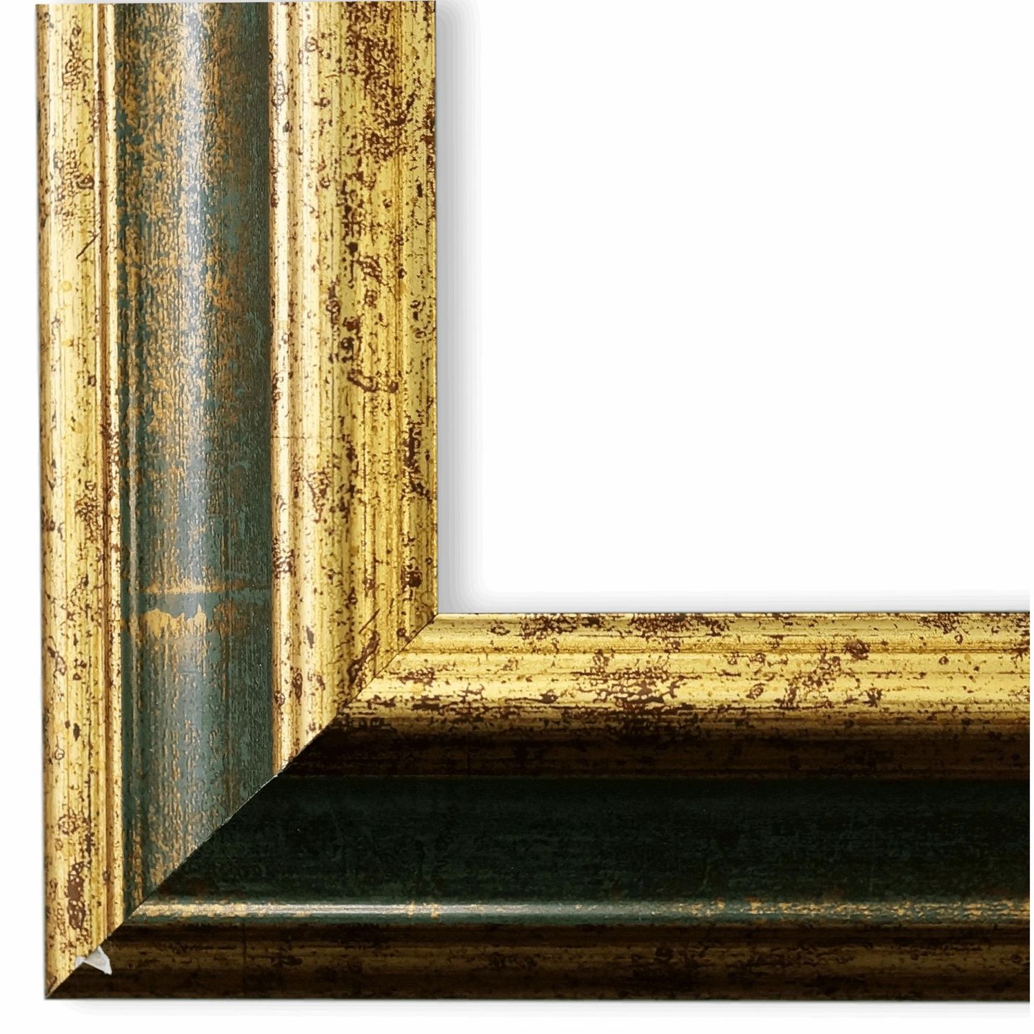 Bilderrahmen Bari vintage antik shabby in Grün Gold 18x24 cm mit Normalglas