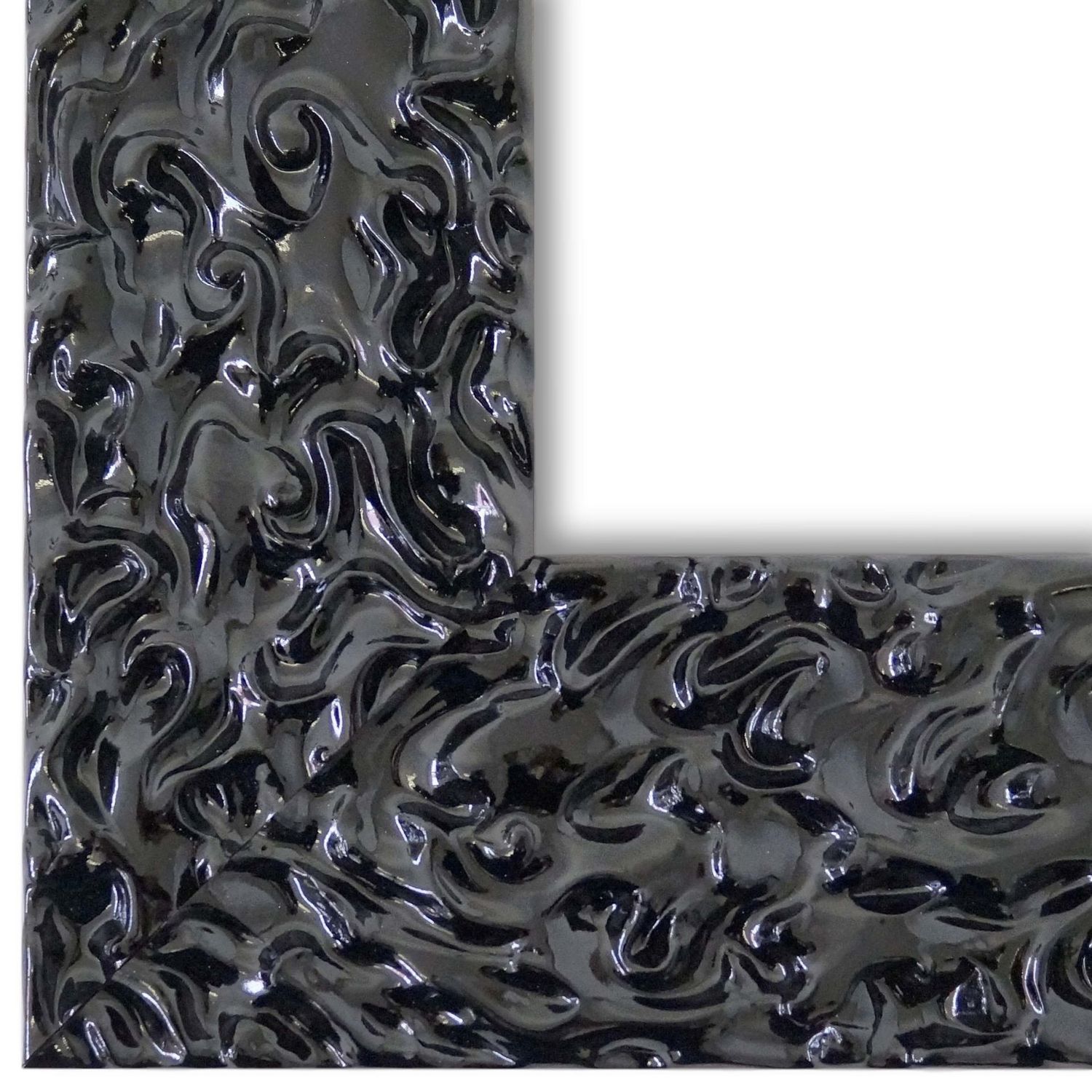 Bilderrahmen Bozen vintage retro verziert in Schwarz Lack 50x70 cm mit Normalglas