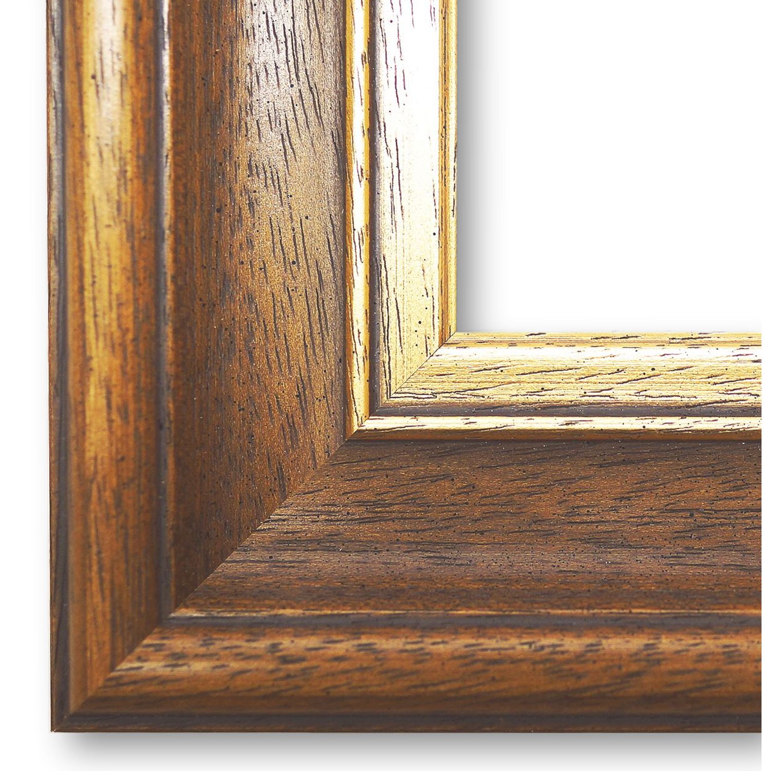Bilderrahmen Fürth modern retro in Braun Gold 20x30 cm ohne Glas
