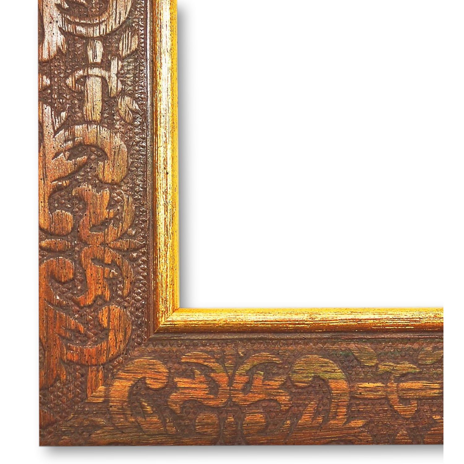 Bilderrahmen Hallstadt antik vintage in Braun Gold 60x80 cm mit Museumsglas