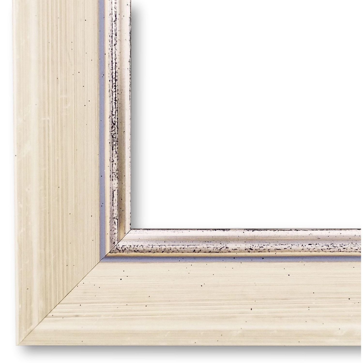 Bilderrahmen Ismaning modern schlicht in Weiß Echt-Silber 60x70 cm ohne Glas