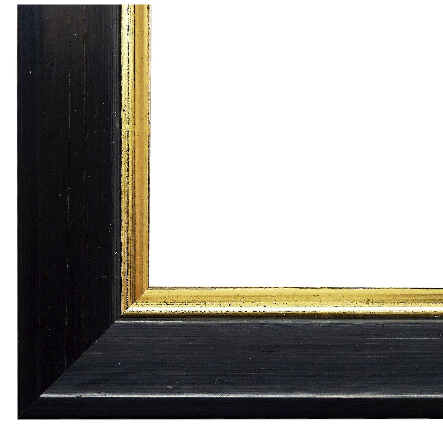 Bilderrahmen Ismaning modern schlicht in Schwarz Echt-Gold 90x120 cm ohne Glas