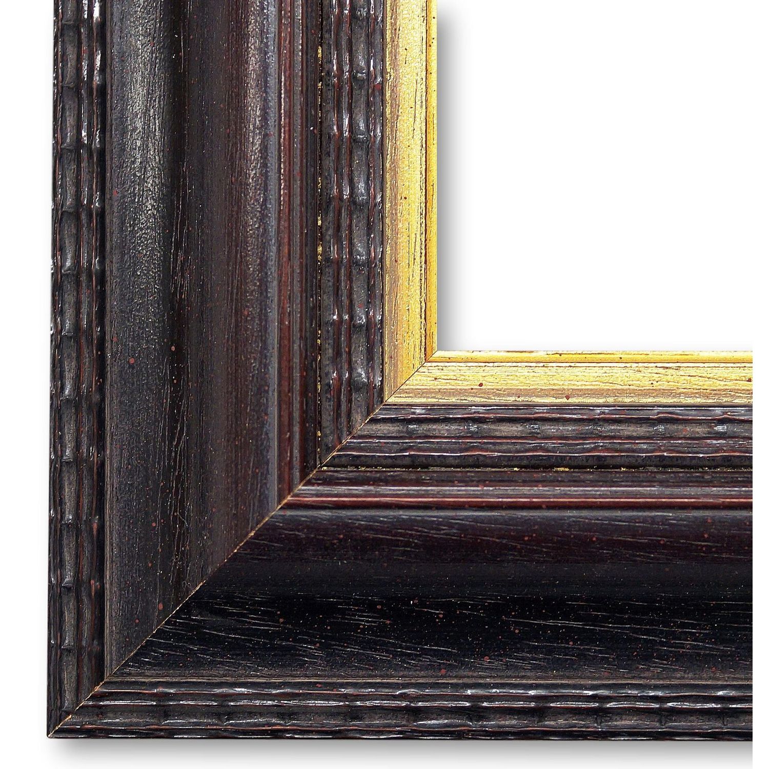 Bilderrahmen Neustadt antik vintage verziert in Schwarz Gold 50x60 cm mit Normalglas