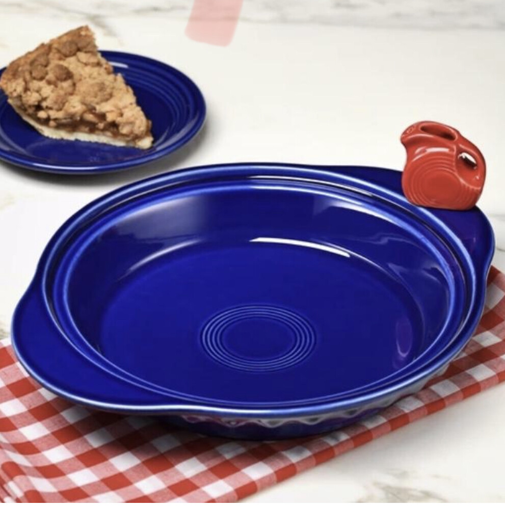 Nora Fleming Fiestaware Blue Pie Dish with exclusive mini