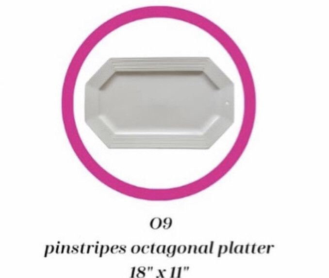 O9 pinstripes octagonal platter 18x11