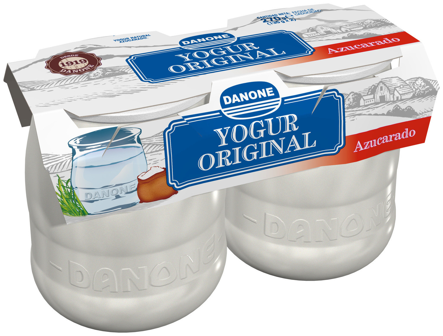 Yogur natural original de DANONE (pack 2).