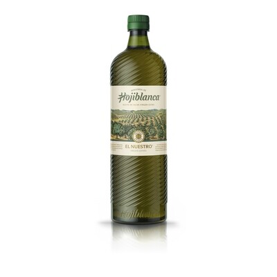 Aceite de oliva virgen extra HOJIBLANCA, botella de 1 litro.