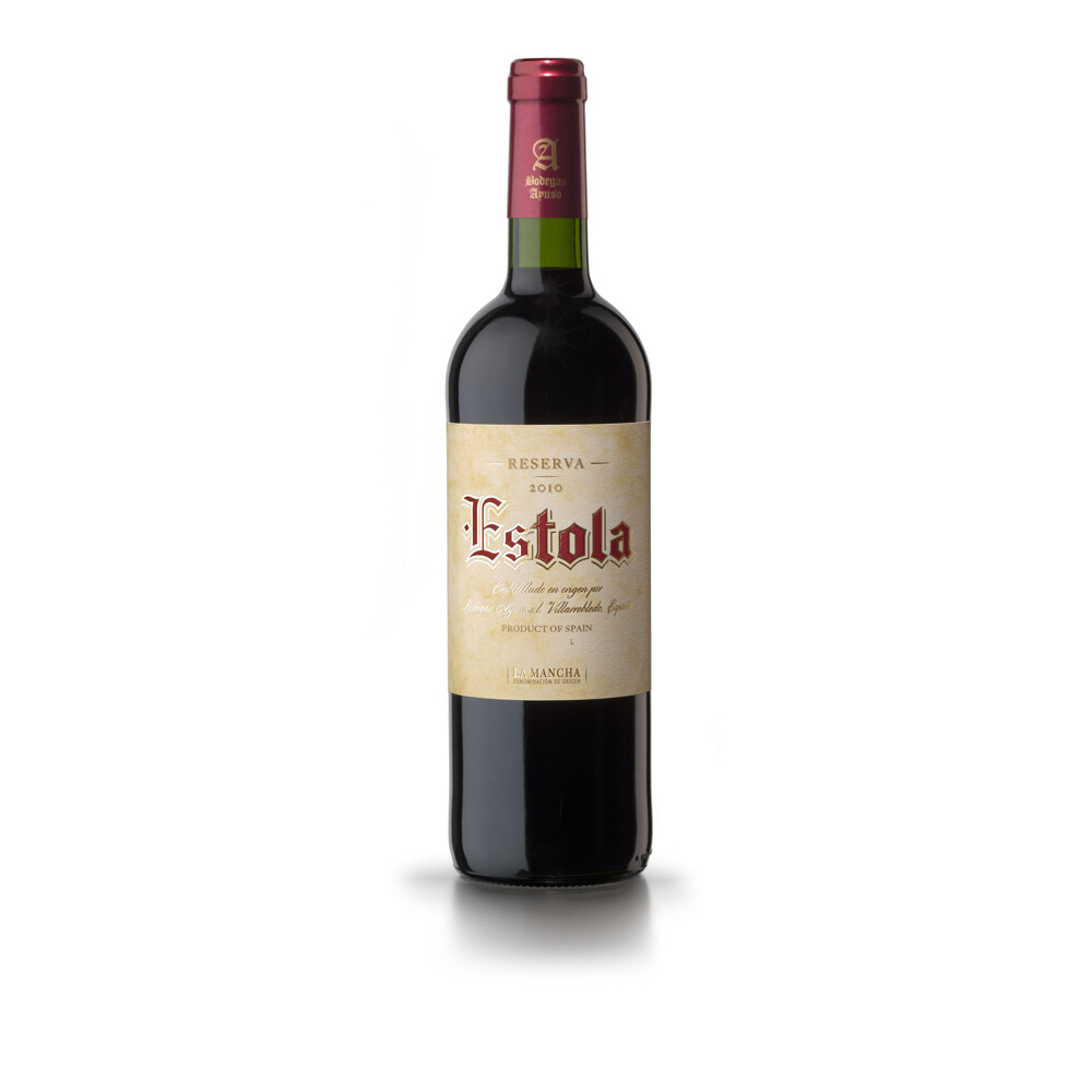 Tinto ESTOLA reserva D.O. La Mancha.