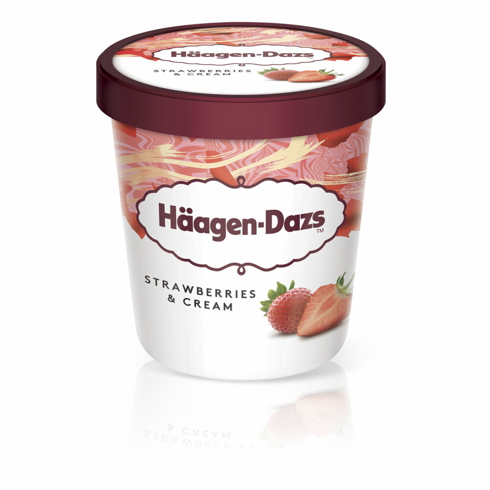 Tarrina de helado de strawberries &amp; cream HÄAGEN-DAZS.