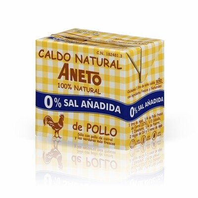 Caldo natural de pollo con 0% sal añadida ANETO (500 ml).