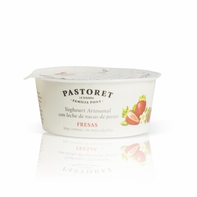 Yoghourt artesanal fresas sin gluten PASTORET (125 gramos).