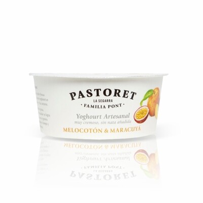 Yoghourt artesanal melocotón y maracuyá sin gluten PASTORET (125 gramos).