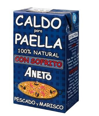 Caldo para paella con sofrito de marisco y pescado ANETO (1 litro).