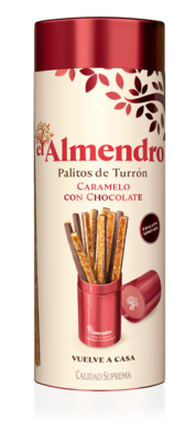 Palitos de turrón caramelo con chocolate EL ALMENDRO 126 g.