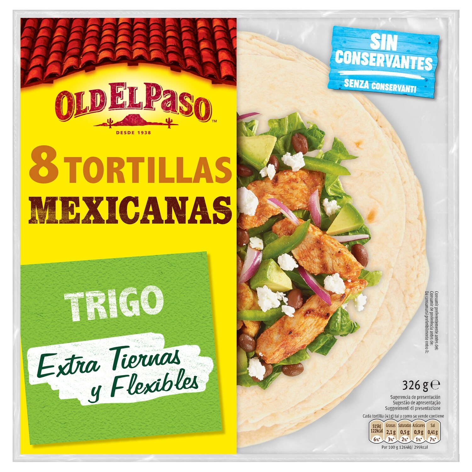 8 tortillas de trigo con maíz OLD EL PASO.