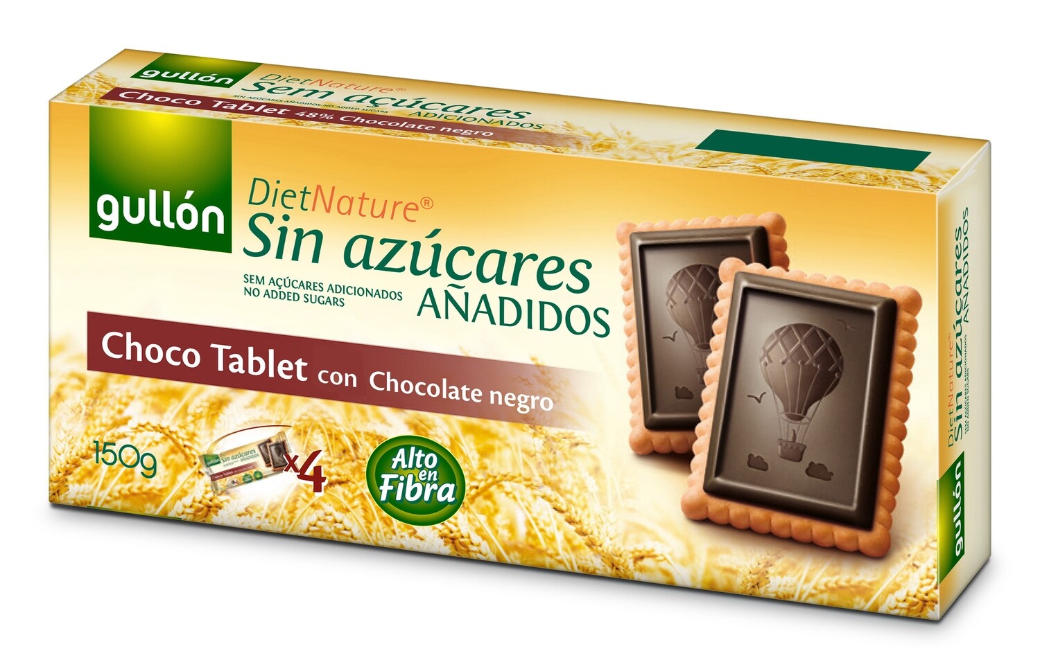 Galletas CHOCO TABLET sin azúcar de GULLÓN DIET NATURE.