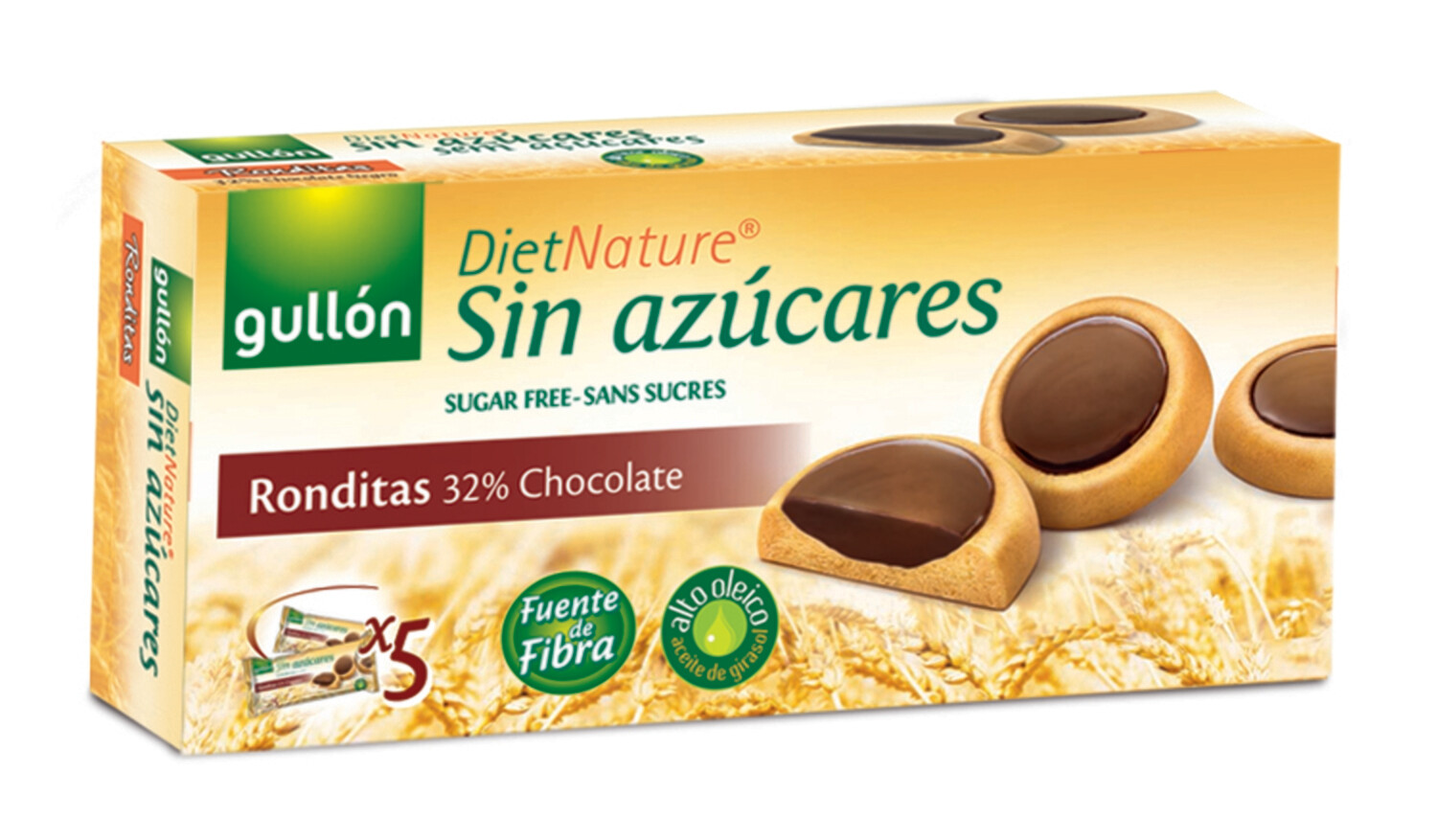 Galletas RONDITAS sin azúcar de GULLÓN DIET NATURE.