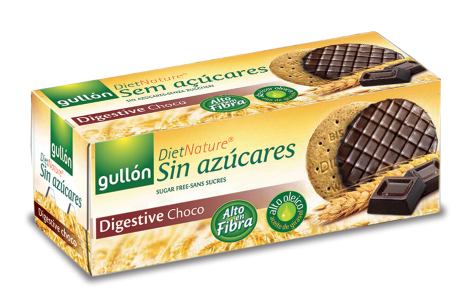 Galletas DIGESTIVE CHOCO sin azúcar GULLÓN DIET NATURE.