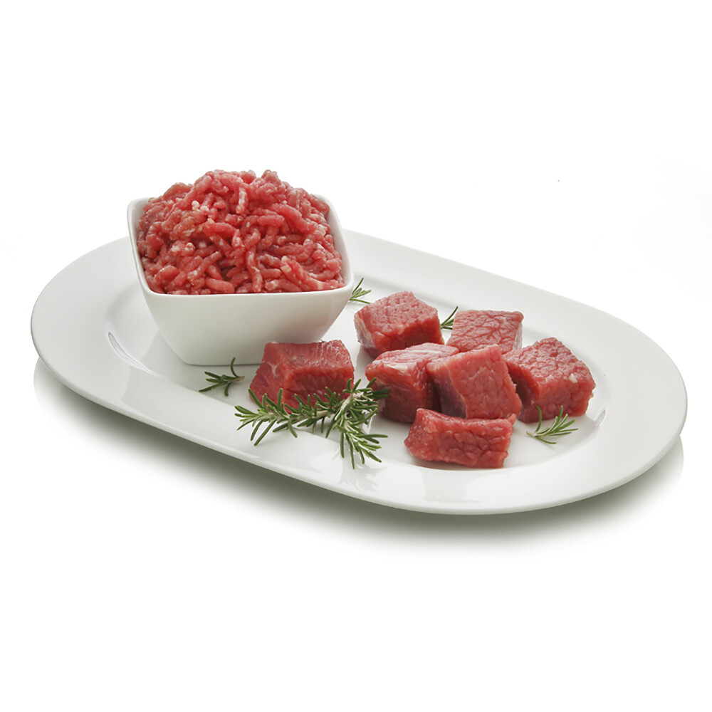 Carne de ternera picada o para guisar.