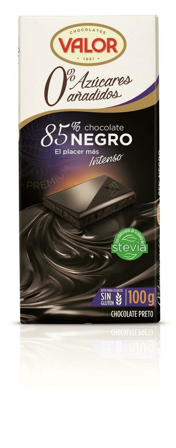 Chocolate sin azúcar VALOR 85% 100 g.