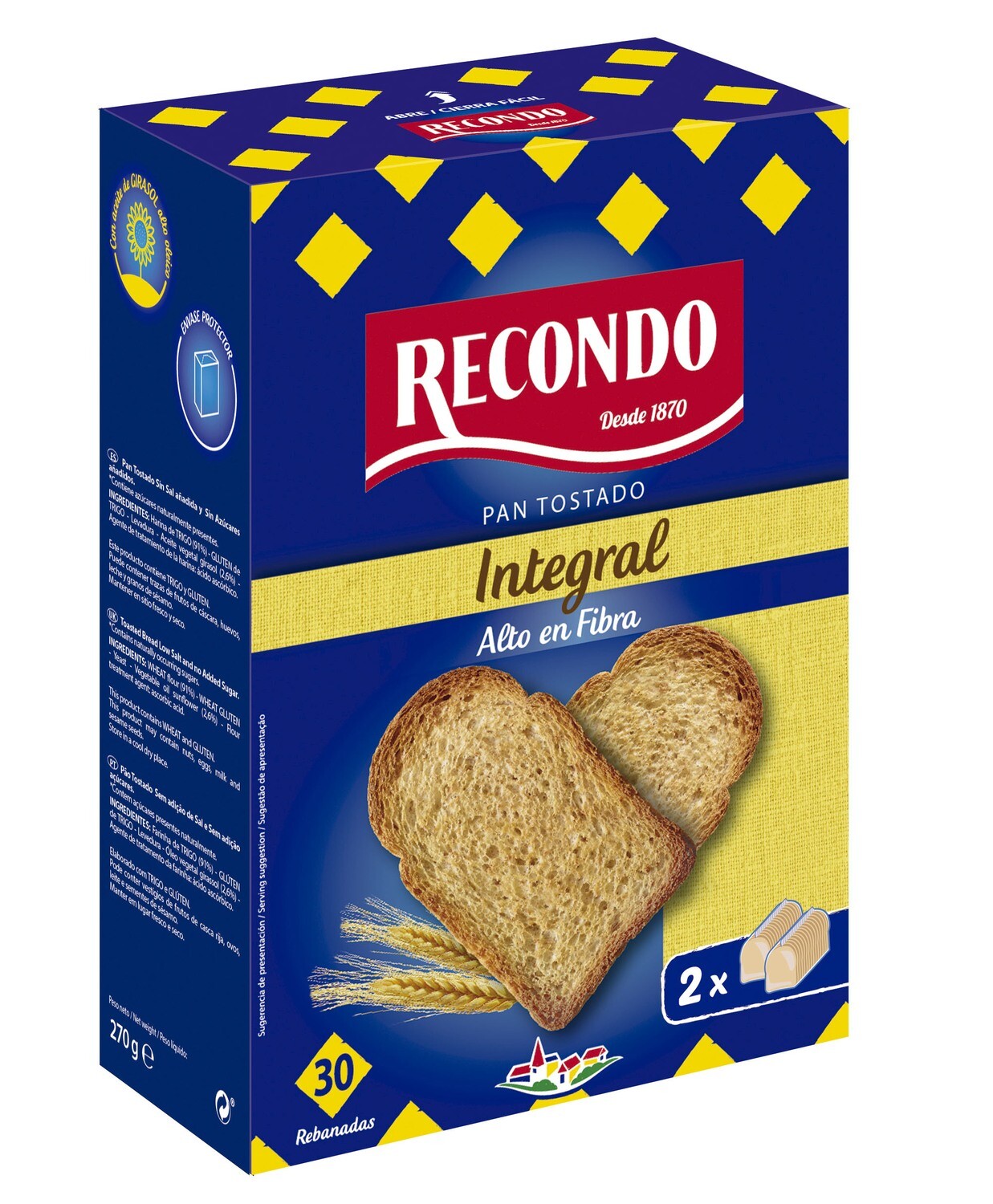 Pan tostado RECONDO integral