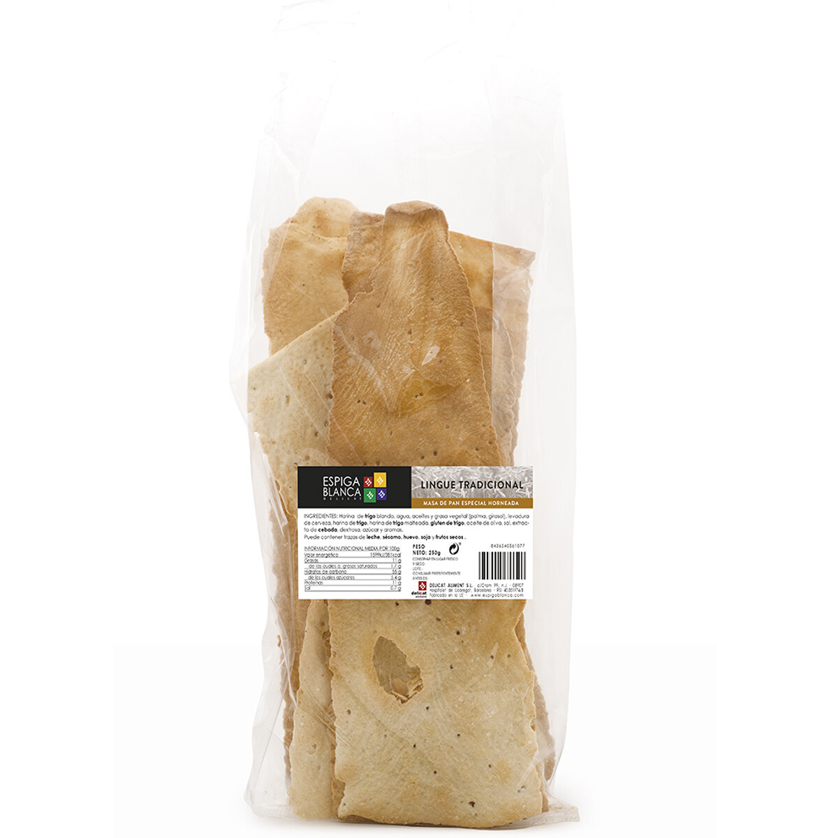 Lingue tradicional ESPIGA BLANCA. Masa de pan horneada especial 250 g.
