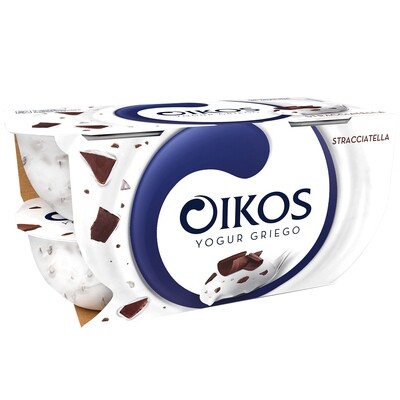 Yogur griego con straciatella OIKOS de DANONE (pack 4).