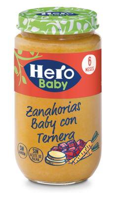 Potito 6 meses de zanahorias baby con ternera de HERO BABY.