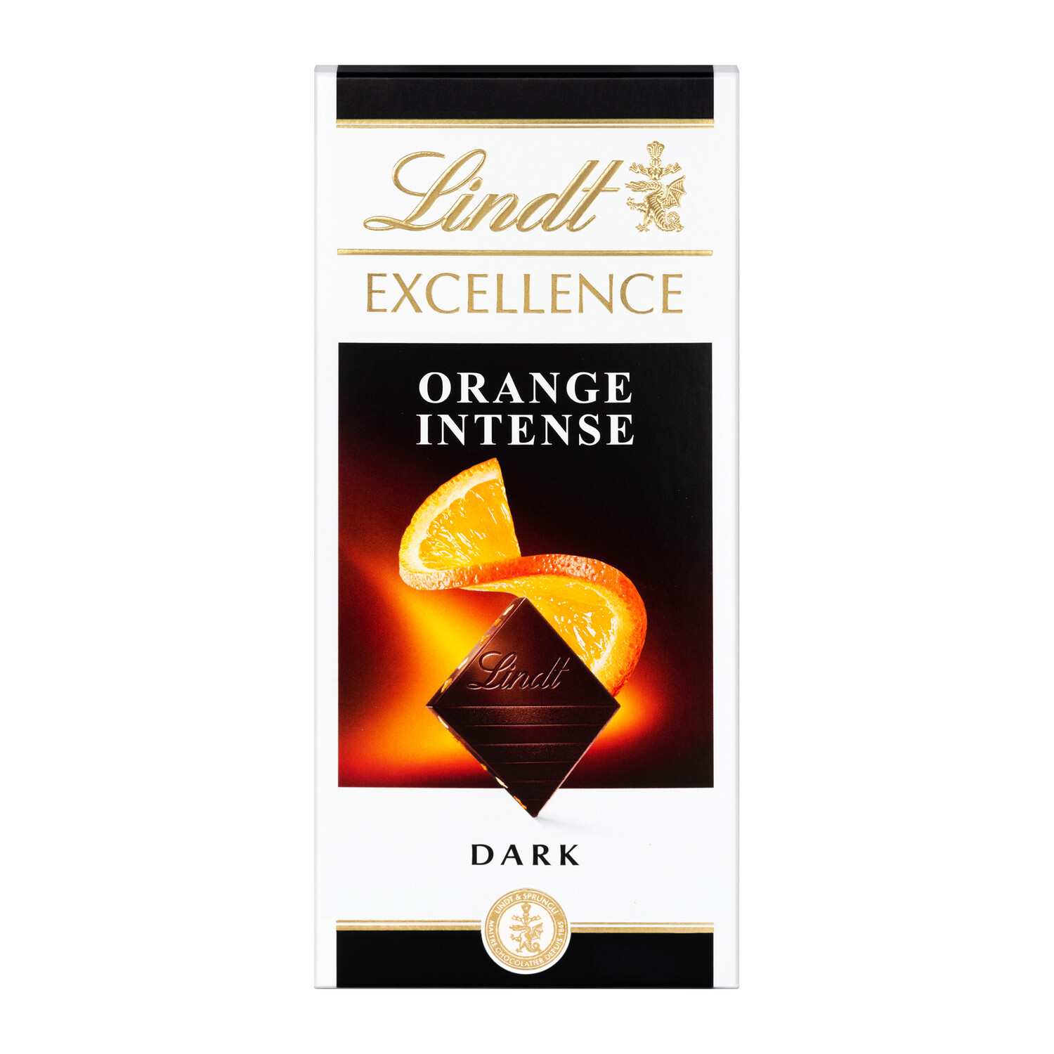 Chocolate negro naranja intensa y almendras de LINDT.