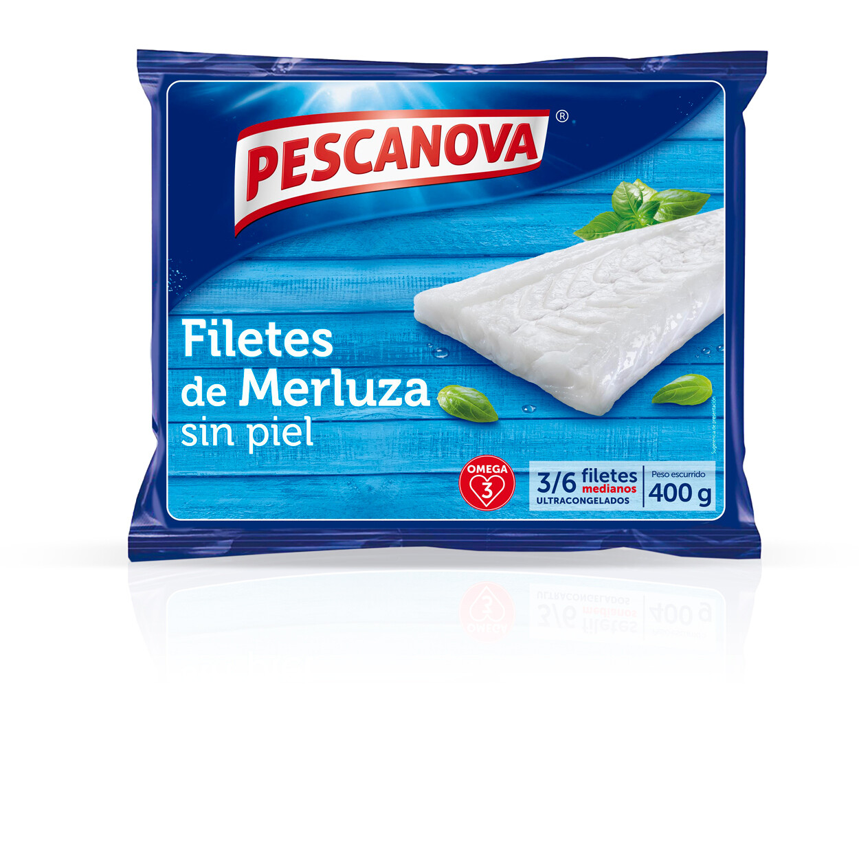 Filetes de merluza sin piel PESCANOVA 3/6 unidades.
