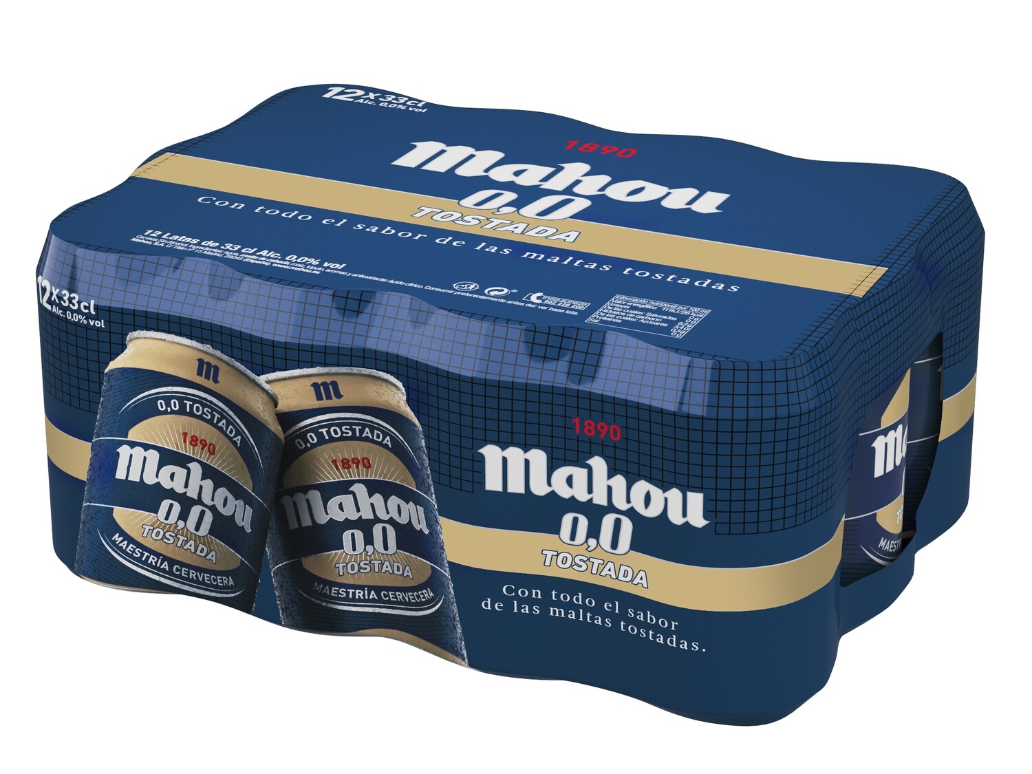 Cerveza MAHOU 0,0 tostada pack12