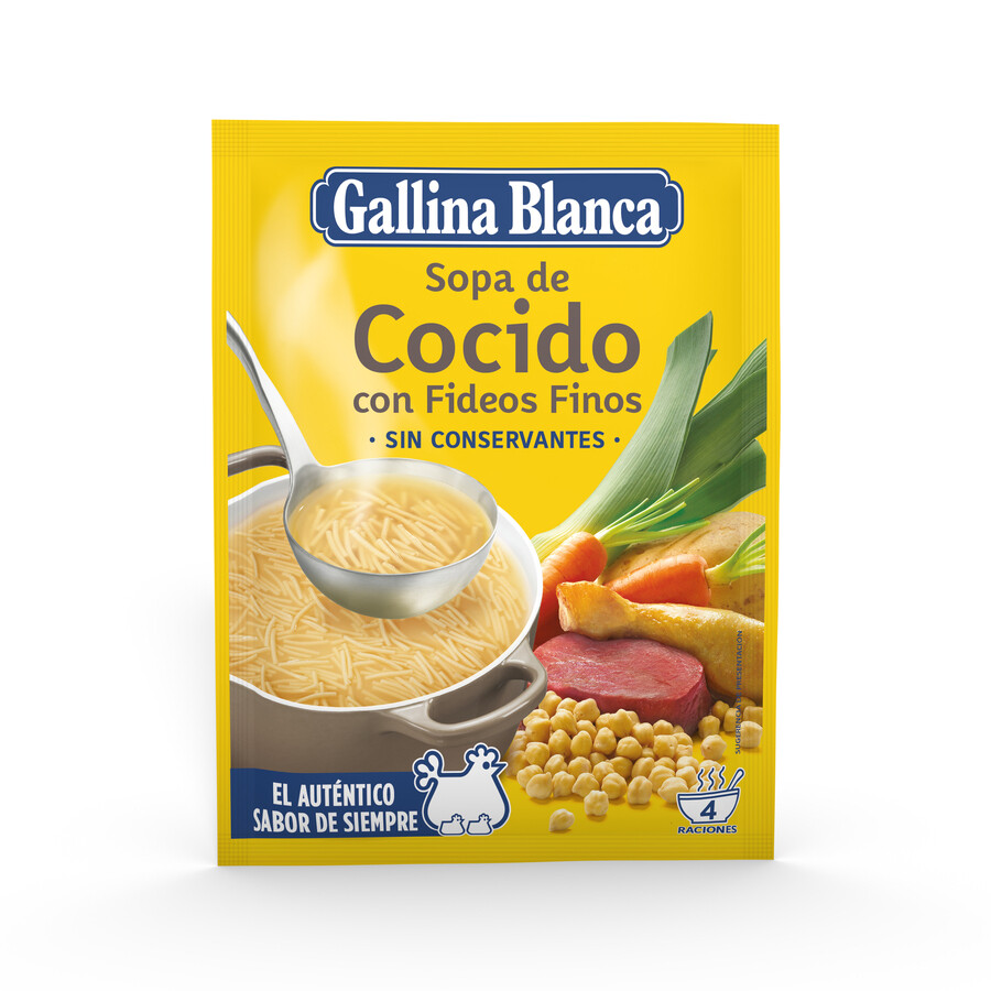Sopa de cocido con fideos finos GALLINA BLANCA.