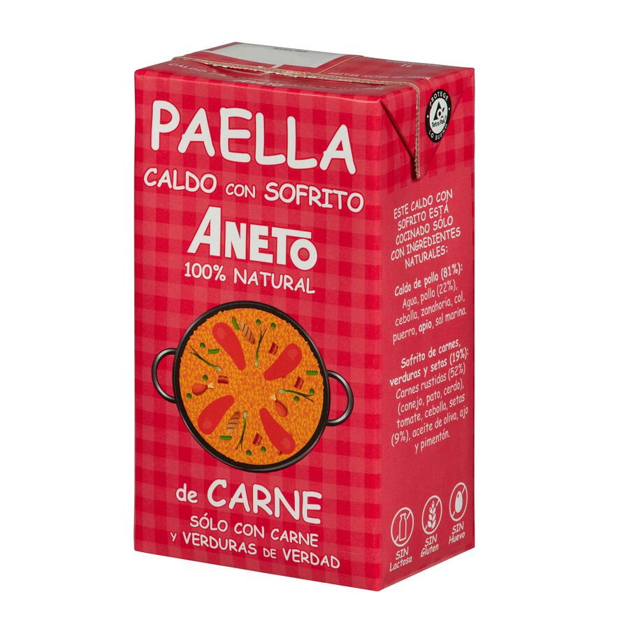 Caldo para paella con sofrito de carne y verduras ANETO (1 litro).