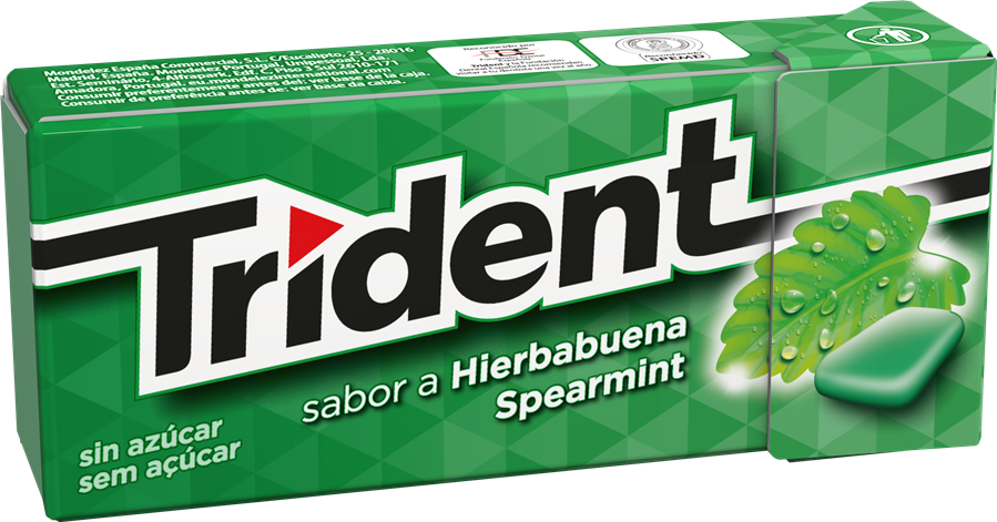 Chicles TRIDENT sabor hierbabuena sin azúcar 14.5 g.