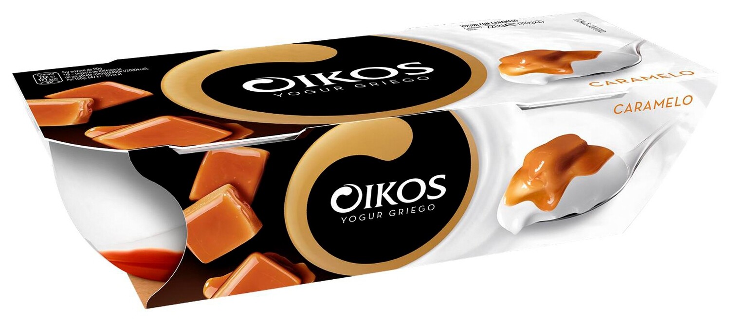 Yogur griego con caramelo OIKOS de DANONE.